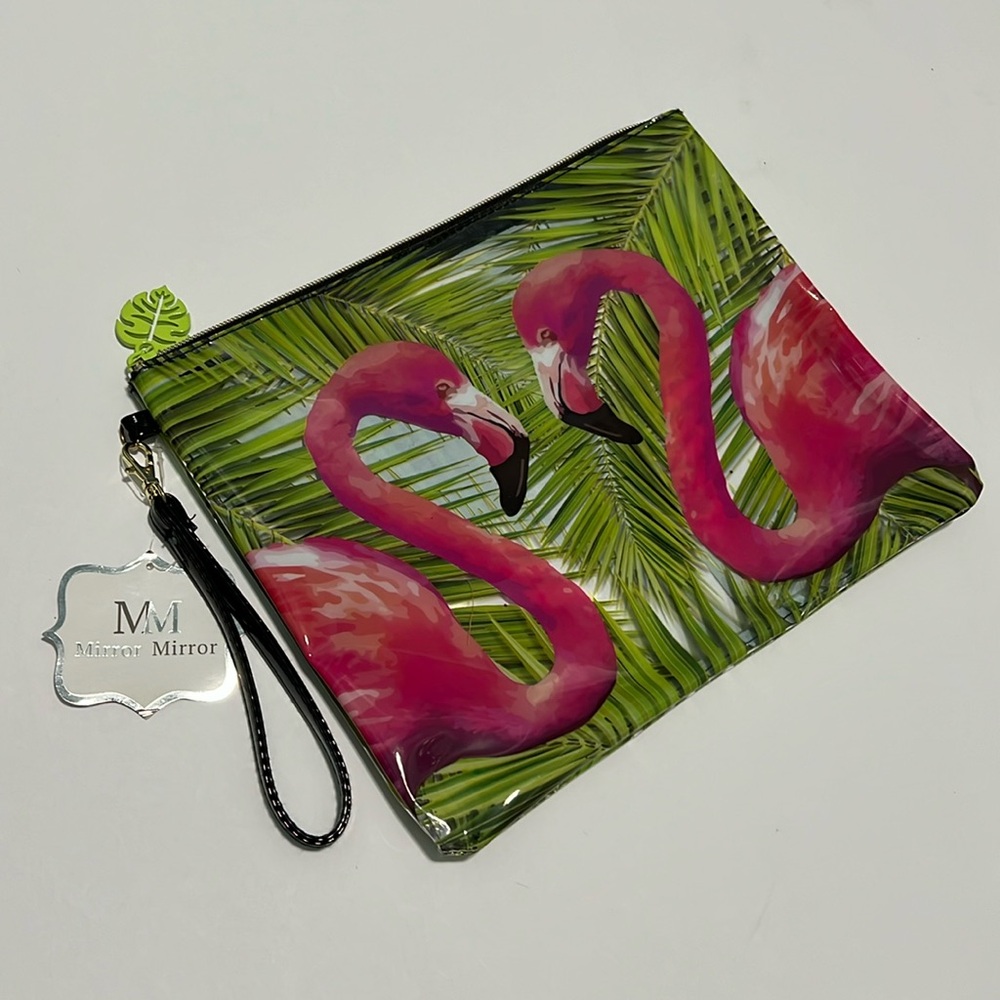 NWT Flamingo Tropical Cosmetic Accessory Zip Case Pouch